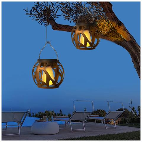 Lanterne Solari A Fiamma (confezione Da 4) - Luci Led Tremolanti Da Appendere Per Giardino E Patio - Foto 2