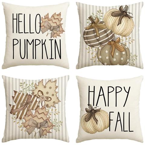 Set Di Federe Per Cuscini 4 Pezzi 45x45 Cm Decorative Per L'autunno - Foto 1
