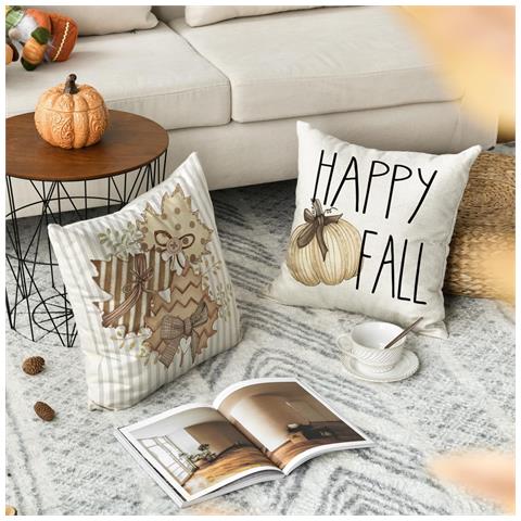 Set Di Federe Per Cuscini 4 Pezzi 45x45 Cm Decorative Per L'autunno - Foto 2