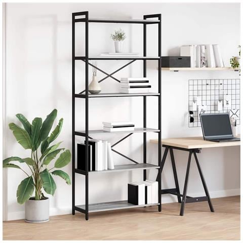 Libreria Grigio sonoma 80 x 30 x 188 cm Legno multistrato - Foto 2