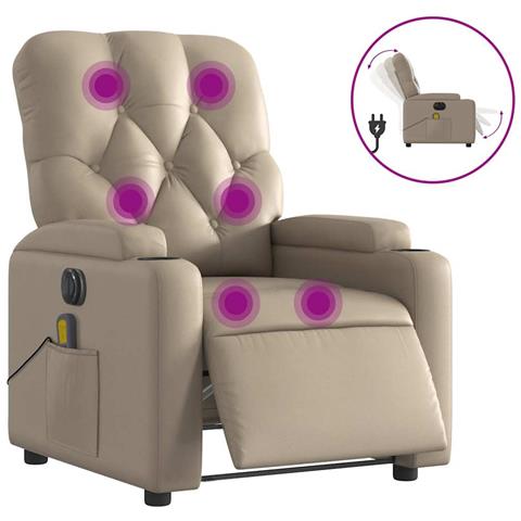 Poltrona Reclinabile Massaggio Elettrica Cappuccino Similpelle - Foto 1