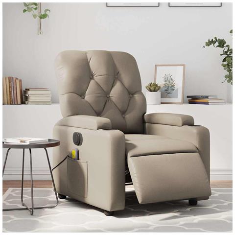 Poltrona Reclinabile Massaggio Elettrica Cappuccino Similpelle - Foto 2