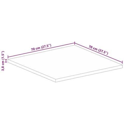 Piano per Tavolo 70x70x3,8 cm Quadrato Legno Massello di Mango - Foto 9