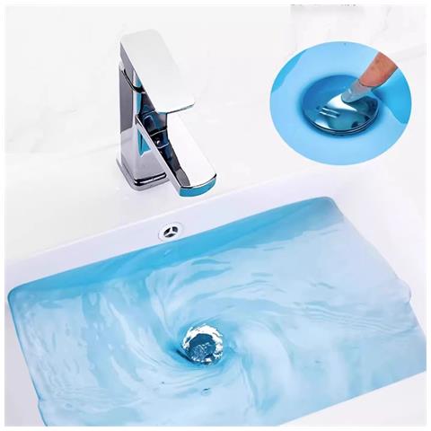 Tappo Di Scarico A Scatto Con Filtro Anti-intasamento - Tappo Di Scarico Per Lavabo Bagno In Ottone Argentato - Foto 2