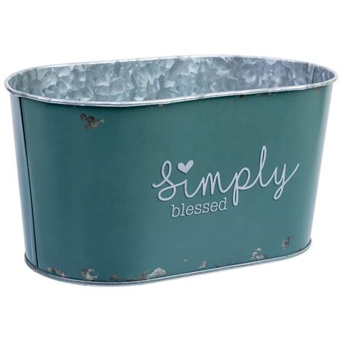 Cestino In Metallo Blu 22,5x13,7x11,3 B20x11 - Foto 1