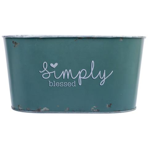 Cestino In Metallo Blu 22,5x13,7x11,3 B20x11 - Foto 2