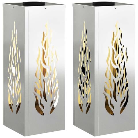 Faro LED solare per sentieri 2 pcs Argento Acciaio zincato - Foto 1