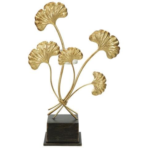 Porta Candele Glam Iris In Ferro Nero E Oro Con Portacandela In Vetro - Foto 1