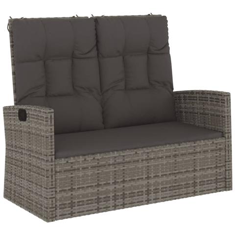 Panca Giardino Reclinabile con Cuscini 118cm Polyrattan Grigio - Foto 1