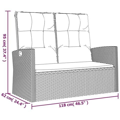 Panca Giardino Reclinabile con Cuscini 118cm Polyrattan Grigio - Foto 8