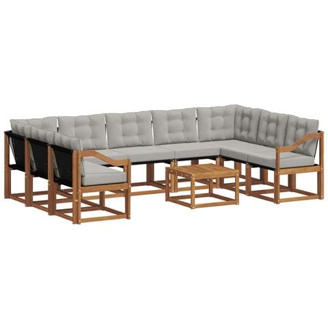 Set di divani da esterno 10 pcs Grigio Naturale e Chiaro - Foto 1