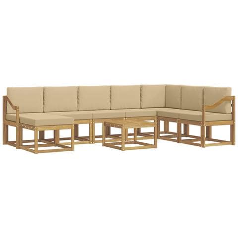 Set di divani da esterno con cuscino 9 pcs Bianco e Beige - Foto 1