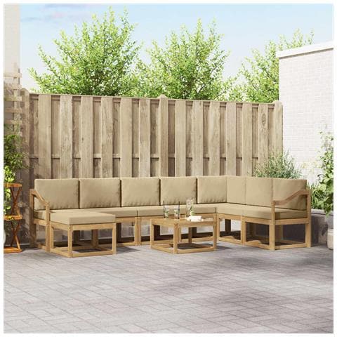 Set di divani da esterno con cuscino 9 pcs Bianco e Beige - Foto 2