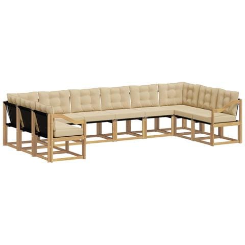 Set di divani da esterno con cuscino 10 pcs Bianco e Beige - Foto 1