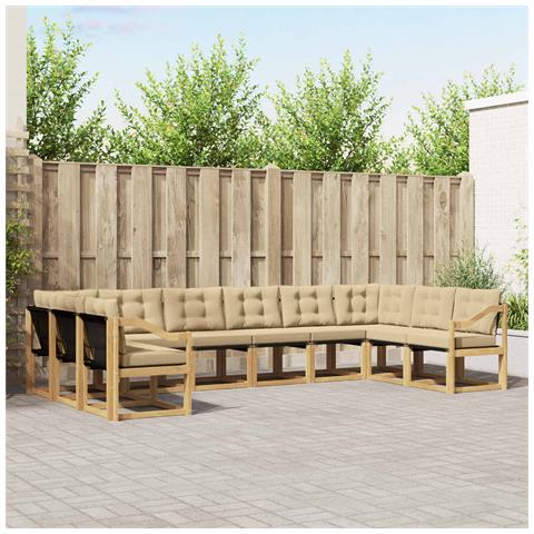 Set di divani da esterno con cuscino 10 pcs Bianco e Beige - Foto 2