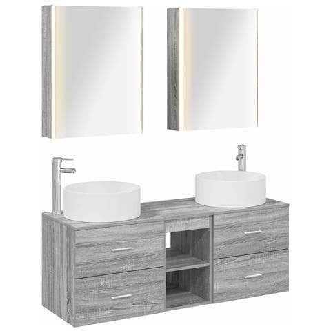 Set di mobili per il bagno 5 pcs Sonoma grigio - Foto 1