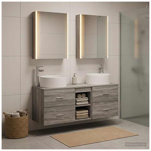 Set di mobili per il bagno 5 pcs Sonoma grigio - Foto 2
