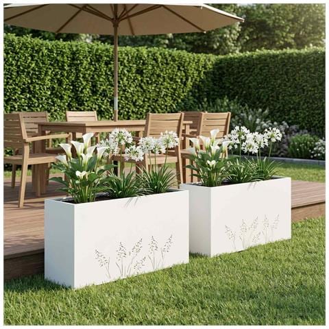 Vaso da giardino 2 pz Bianco 100 x 20 x 49 cm - Foto 2