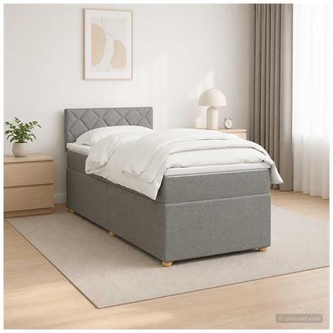 Letto box spring con materasso Grigio Chiaro 90 x 190 cm - Foto 2