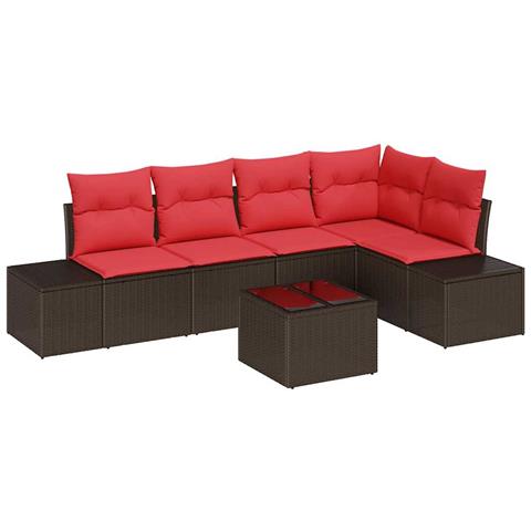 Set Divano da Giardino Marrone e Rosso polyrattan - Foto 1