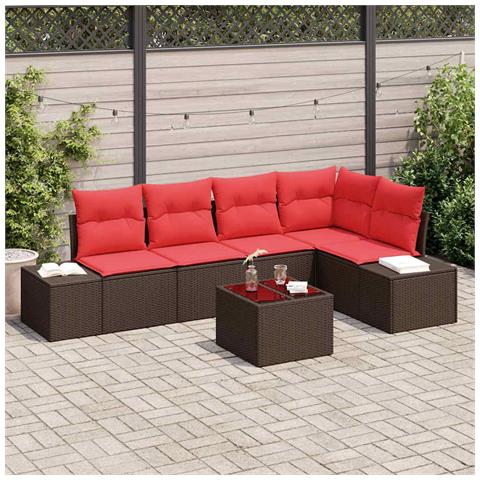 Set Divano da Giardino Marrone e Rosso polyrattan - Foto 10