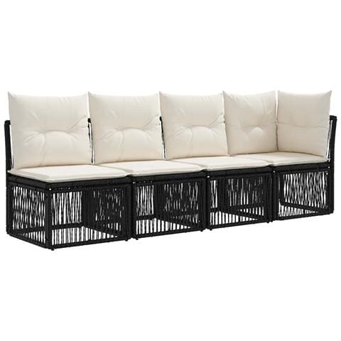 Set Divano da Giardino 12 pz Nero e Bianco Crema polyrattan - Foto 2