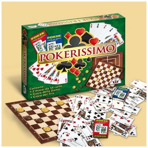 Pokerissimo Set Di Poker Due Mazzi Da 54 Carte Fisher In Plastica Il Gioco Della Dama - Foto 2