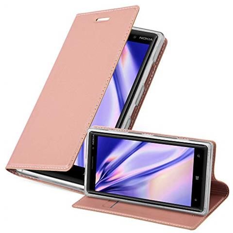 Custodia Compatibile Con Nokia Lumia 830 In Classy Oro Rosa - Coperchio Protettiva Con Chiusura Magnetica, Funzione Stand E Tasca Per Le Carte - Foto 1