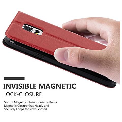 Custodia Compatibile Con Samsung Galaxy S5 Mini / S5 Mini Duos In Rosso Zafferano - Coperchio Protettivo Con Chiusura Magnetica, Funzione Stand E 2 Finestre Di Visualizzazione - Foto 2