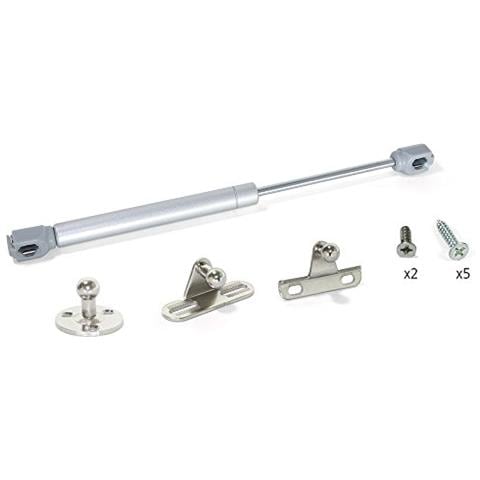 1274225 Set Di 10 Kit Braccetto Molla A Gas Forza 8kg Corsa 100mm Per Sollevare A Ribalta Le Ante Dei Mobili, Verniciato Alluminio, (10un)  - Foto 1