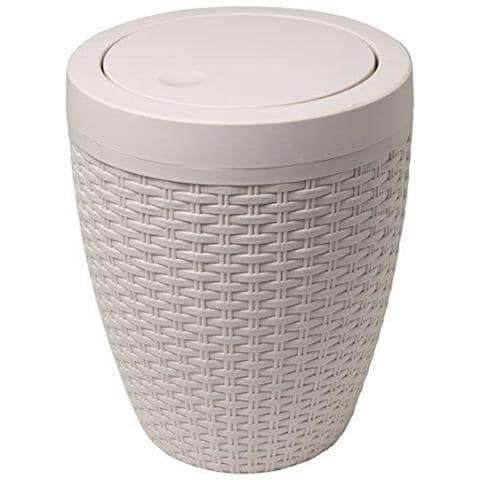 Faux Rattan Rotonda Bagno Bin Con Coperchio Basculante Calico Lino - Foto 1