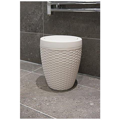 Faux Rattan Rotonda Bagno Bin Con Coperchio Basculante Calico Lino - Foto 4