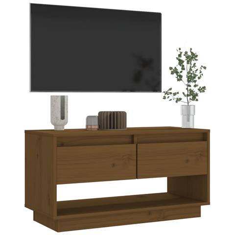 Mobile Tv Miele 74x34x40 Cm In Legno Massello Di Pino - Foto 2