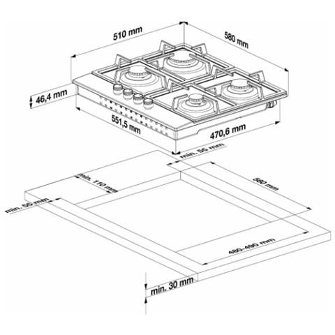 Piano Cottura HIBG64120SB a Gas 4 Fuochi Gas Colore Nero - Foto 7