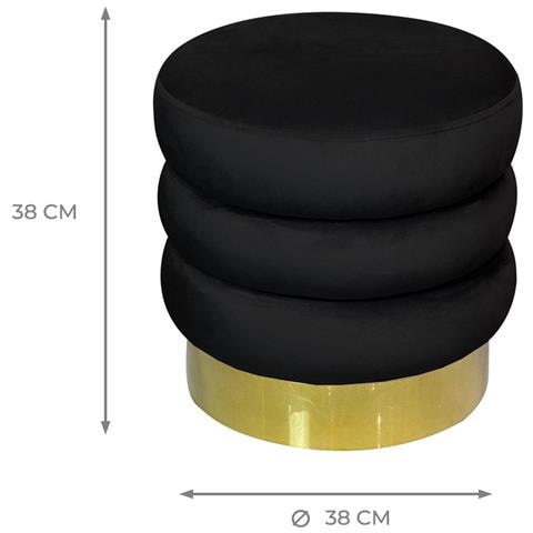 Pouf Salotto Camera Rotondo Imbottito Modello Velvet Creamy Tinta Unita Pouf Nero - Foto 5