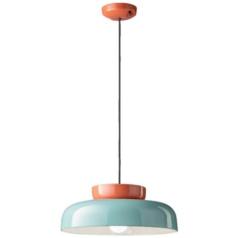 Sospensione Vintage Decò Maracana Ceramica-vetro Tuchese-arancio 1 Luce E27 - Foto 1