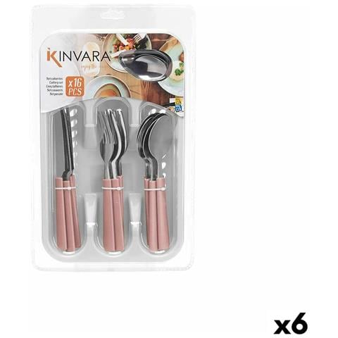 Set Di Posate Acciaio Inossidabile Plastica Rosa Argentato (6 Unità) - Foto 1