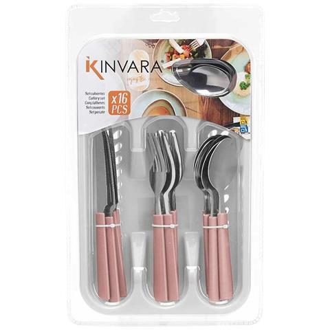 Set Di Posate Acciaio Inossidabile Plastica Rosa Argentato (6 Unità) - Foto 3