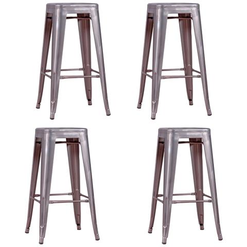 Lotto Di 4 Sgabelli In Metallo Alti 66 Cm - Bistrot - Foto 1