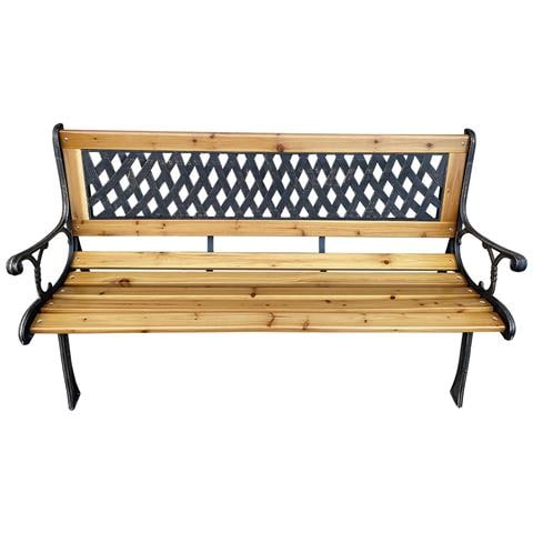 Panchina da Giardino MIRT con Legno Laccato e Gambe in Ghisa, Colore Marrone - Foto 2