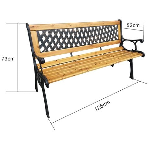 Panchina da Giardino MIRT con Legno Laccato e Gambe in Ghisa, Colore Marrone - Foto 3