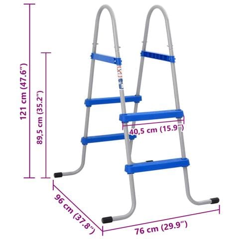Scaletta Per Piscina Fuori Terra 84 Cm In Acciaio E Plastica - Foto 6