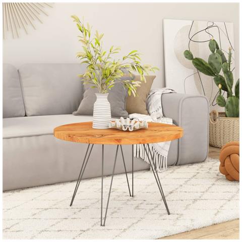 Piano Per Tavolo 60x3,8 Cm Rotondo In Legno Massello Di Acacia - Foto 2