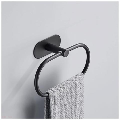 Porta Asciugamano Da Bagno Ad Anello, In Acciaio Inox Black - Foto 2