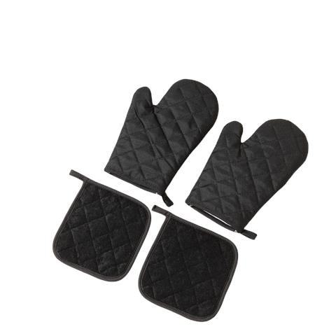 Guanti E Assorbenti Isolanti Per Forno A Microonde In Cotone Ispessito Da 4 Pezzi Black - Foto 1