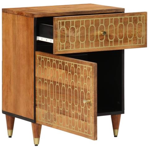 Comodino 50x33x60 Cm In Legno Massello Di Mango - Foto 3