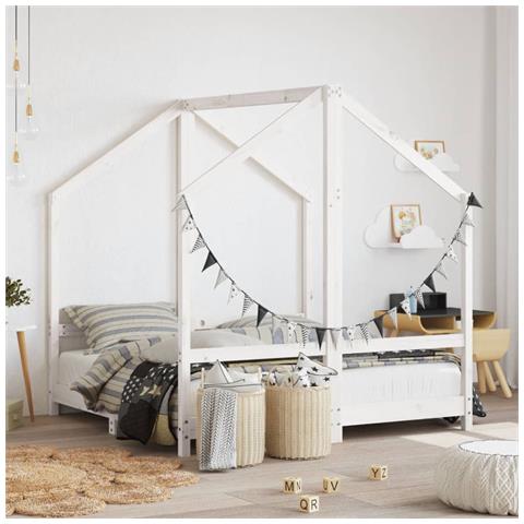 Giroletto Per Bambini Bianco 2x (70x140) cm Legno Massello Pino - Foto 1
