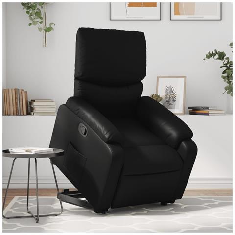 Poltrona Alzapersona Reclinabile Nera In Similpelle - Foto 1