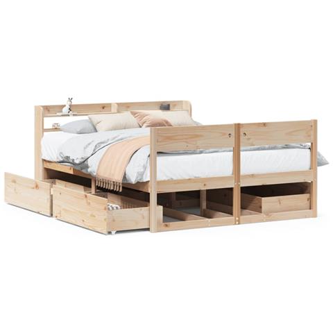 Letto Senza Materasso 140x200 Cm In Legno Massello Di Pino - Foto 2