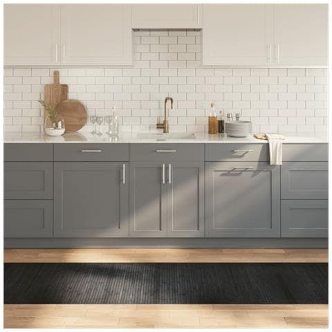 Tappeto Rettangolare Grigio 70x500 Cm In Bambù - Foto 1